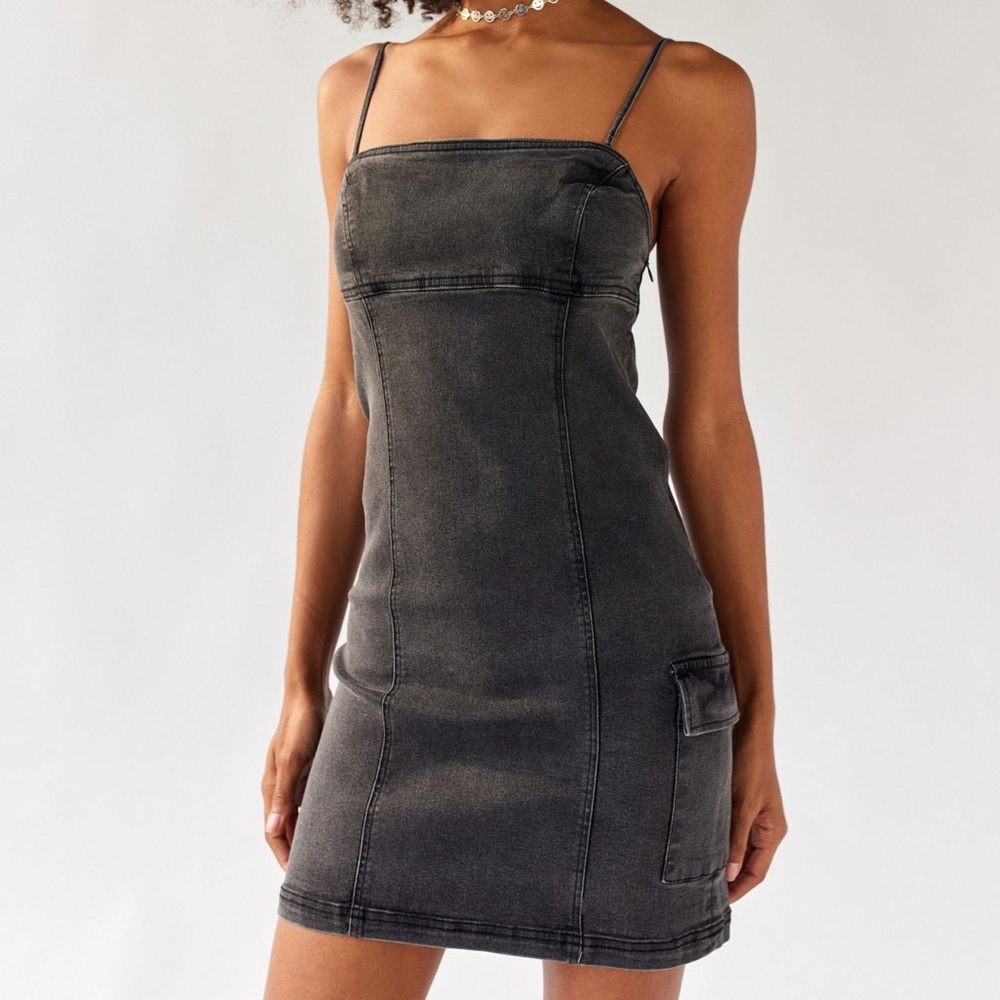 UO Whitney Black Denim Mini Dress